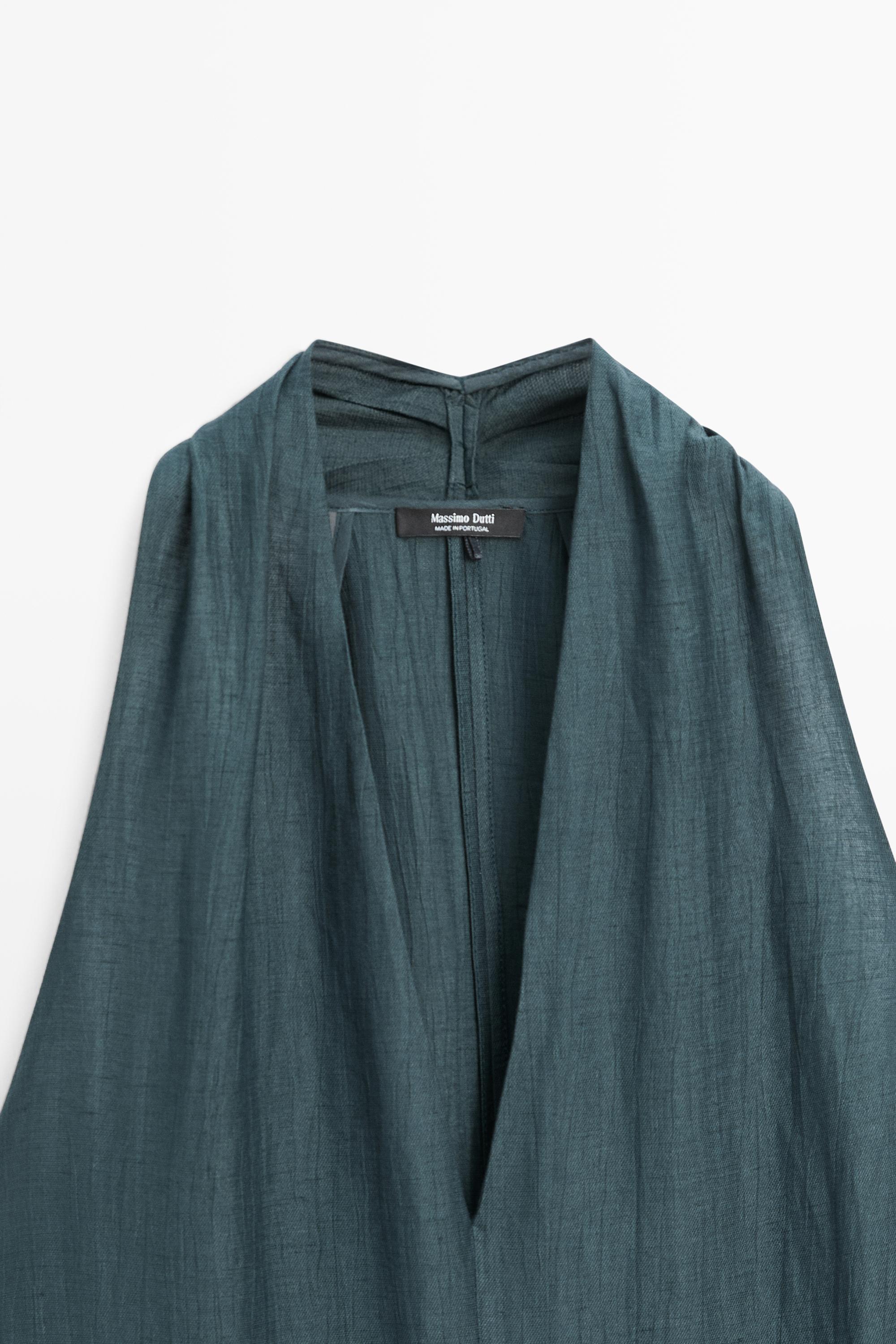 Robe midi col en V lin